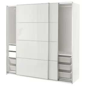 IKEA PAX ПАКС / HOKKSUND ХОККСУНД, гардероб, комбинация, белый / светло-серый, 200x66x201 см 694.332.99 фото