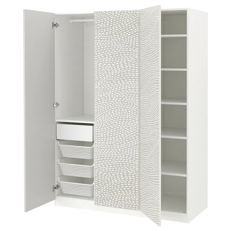 IKEA PAX ПАКС / MISTUDDEN МІСТУДДЕН, гардероб, комбінація, білий / сірий візерунок, 150x60x201 см 395.212.16 фото №1
