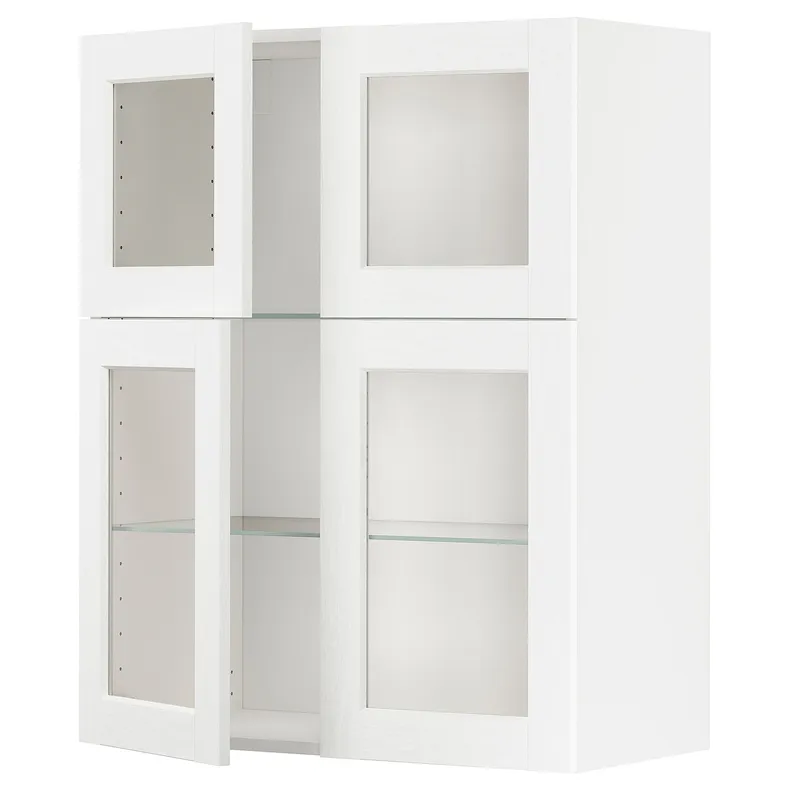 IKEA METOD МЕТОД, настінна шафа, полиці / 4 склян дверц, білий Енкопінг / білий імітація дерева, 80x100 см 194.734.81 фото №1