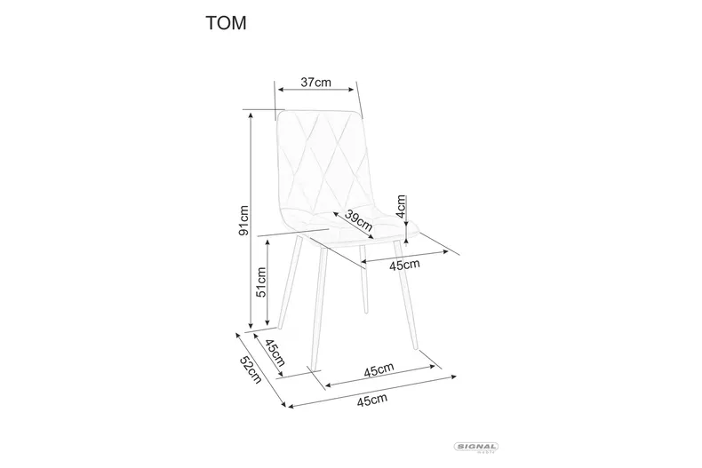 Кухонный стул SIGNAL TOM Velvet, Bluvel 03 - светло-серый фото №2