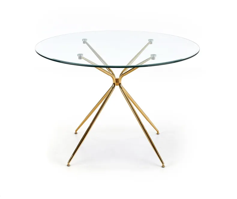 Кухонный стол HALMAR RONDO 110x110 см, столешница - прозрачная, ножки - золотые фото №15