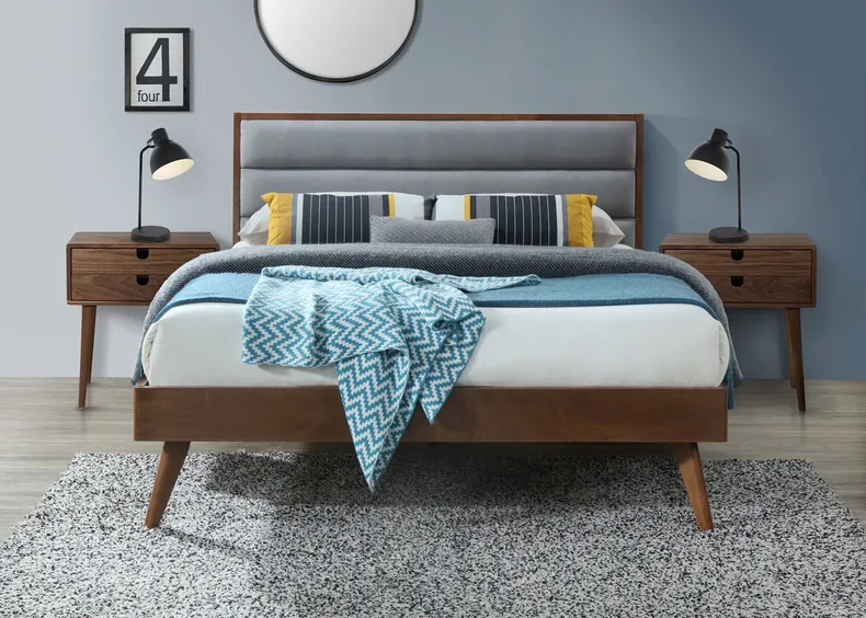 Ліжко двоспальне HALMAR ORLANDO 160x200 см сірий / горіх фото №3