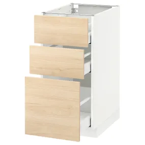 IKEA METOD МЕТОД / MAXIMERA МАКСИМЕРА, напольный шкаф с 3 ящиками, белый / аскерсундский узор светлый ясень, 40x60 см 092.159.30 фото