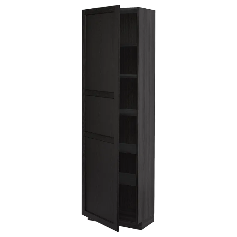 IKEA METOD МЕТОД, высокий шкаф с полками, черный / Лерхиттан с черными пятнами, 60x37x200 см 094.691.06 фото №1