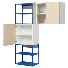 IKEA PLATSA ПЛАТСА, открытая комбинация с 3 дверями, белый Калбоден / синий, 140x42x182 см 095.229.10 фото
