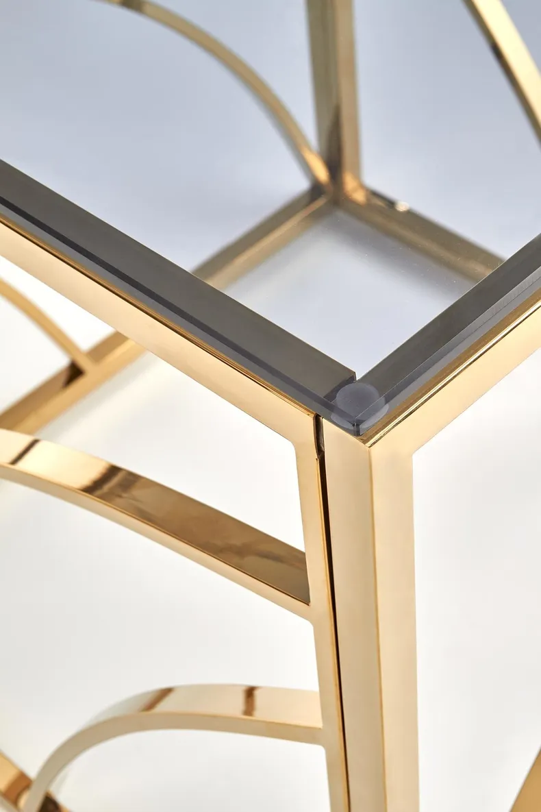 Журнальний столик HALMAR UNIVERSE квадратний 55x55 см, каркас - золото, скло - димчасте фото №13