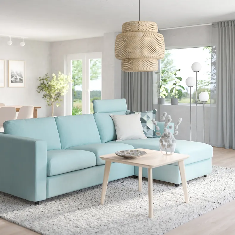 IKEA VIMLE ВІМЛЕ, 3-місний диван із кушеткою, з узголів'ям САКСЕМАРА/світло-синій 993.991.33 фото №2