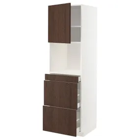 IKEA METOD МЕТОД / MAXIMERA МАКСИМЕРА, высокий шкаф д / СВЧ / дверца / 3ящика, белый / сине-коричневый, 60x60x200 см 294.617.17 фото