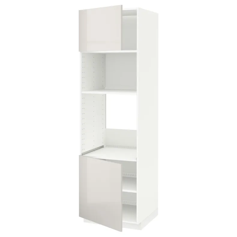 IKEA METOD МЕТОД, вис шаф д / дух / мікр печі / 2 двер / пол, білий / Ringhult світло-сірий, 60x60x200 см 594.620.89 фото №1