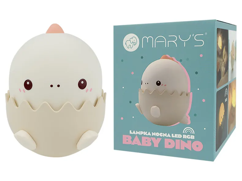 BRW Детская светодиодная силиконовая лампа Mary's Baby Dino розовая 096867 фото №3