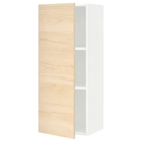 IKEA METOD МЕТОД, шафа навісна із полицями, білий / АСКЕРСУНД під світлий ясен, 40x100 см 194.670.60 фото