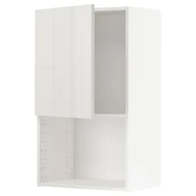 IKEA METOD МЕТОД, шафа навісна для мікрохвильової печ, білий / Ringhult світло-сірий, 60x100 см 394.677.71 фото