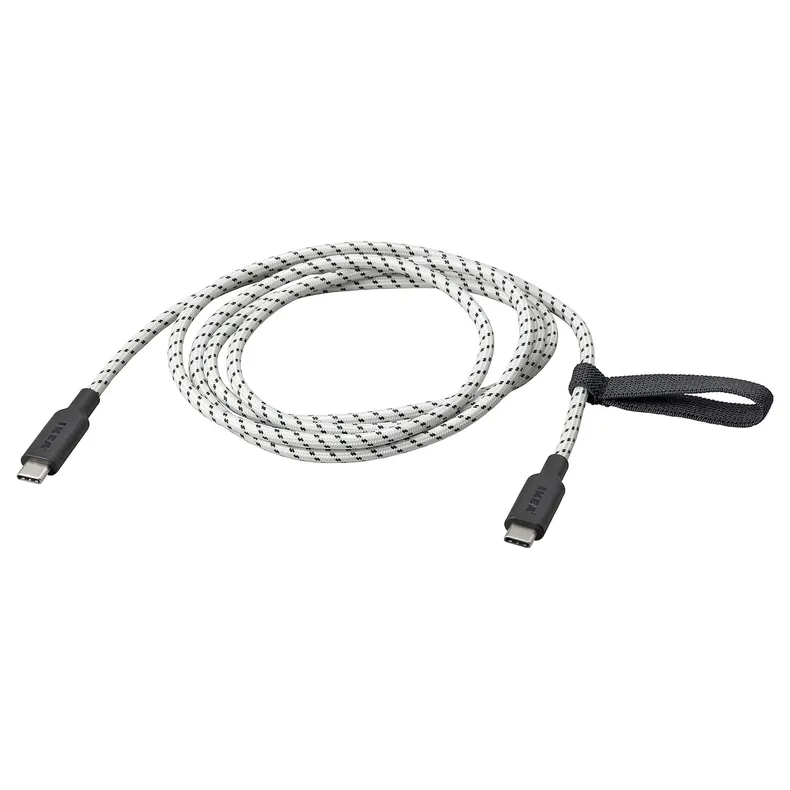 IKEA RUNDHULT РУНДХУЛЬТ, кабель USB-C–USB-C, Чорний/білий, 1,5 м/100 Вт 205.811.06 фото №1