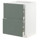 IKEA METOD МЕТОД / MAXIMERA МАКСИМЕРА, напольный шкаф / 2фронт панели / 2ящика, белый / бодарский серо-зеленый, 60x60 см 493.173.47 фото thumb №1