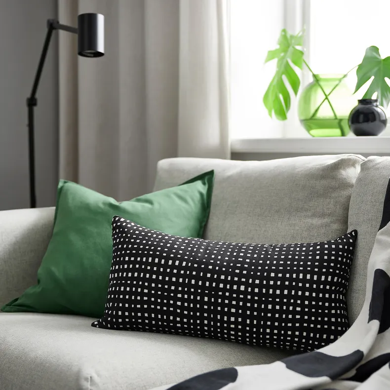 IKEA SANDMOTT САНДМОТТ, подушка, чорний/білий, 30x58 см 305.723.71 фото №2