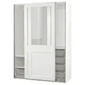 IKEA PAX ПАКС / GRIMO ГРІМО, гардероб із розсувними дверцятами, біле / прозоре скло біле, 150x66x201 см 495.022.79 фото thumb №1