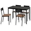 IKEA SANDSBERG САНДСБЕРГ / SANDSBERG САНДСБЕРГ, стіл+4 стільці, чорний / чорний, 110x67 см 494.204.10 фото thumb №1