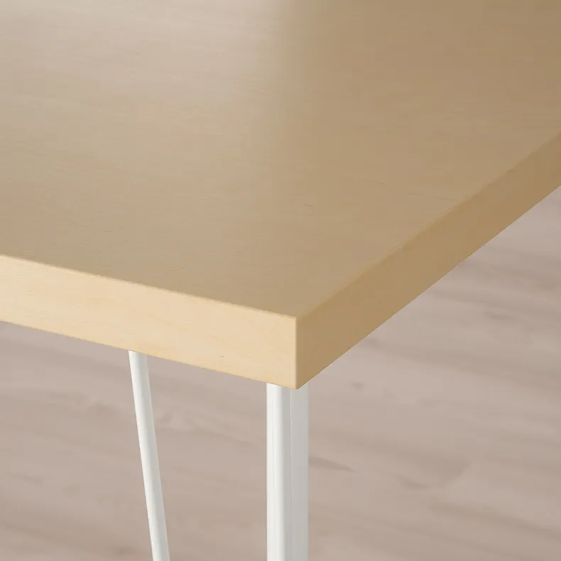 IKEA MÅLSKYTT МОЛСКЮТТ / KRILLE КРИЛЛЕ, письменный стол, берёза / белый, 140x60 см 394.177.62 фото №4