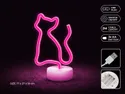 BRW Светодиодная неоновая настольная лампа Кошка розовая 093826 фото thumb №3