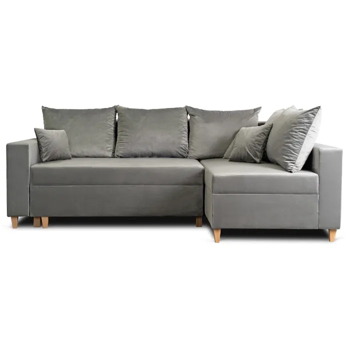 Угловой диван бархатный MEBEL ELITE MARKUS Velvet, 238 см, серый (правый) фото №11