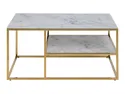 Столик BRW Migas, 90х60 см, белый мрамор / золото WHITE фото thumb №2