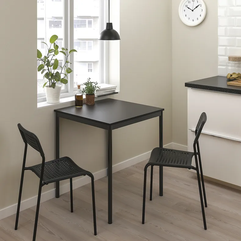 IKEA SANDSBERG САНДСБЕРГ / ADDE АДДЕ, стіл+2 стільці, чорний/чорний, 67x67 см 194.291.91 фото №2