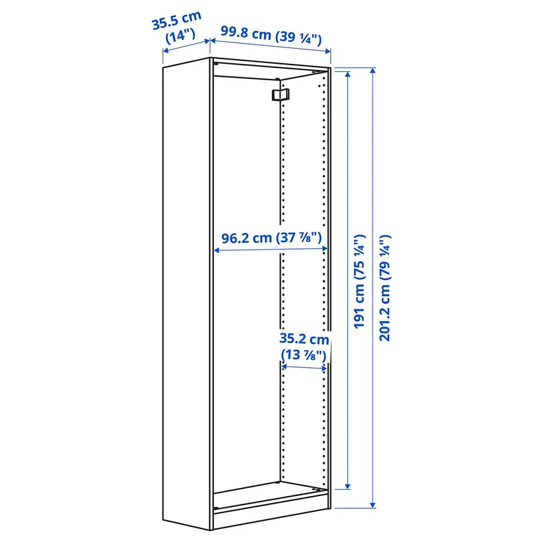 IKEA PAX ПАКС, каркас гардероба, белый крашеный дуб, 100x35x201 см 302.734.09 фото №4