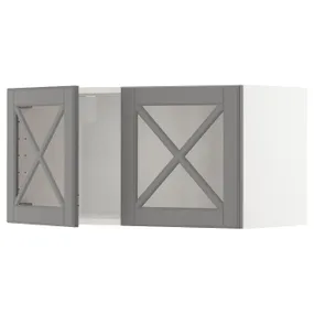 IKEA METOD МЕТОД, навесной шкаф / 2 стеклянные дверцы, белый / бодбинский серый, 80x40 см 193.950.30 фото