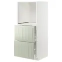 IKEA METOD МЕТОД / MAXIMERA МАКСИМЕРА, высокий шкаф с 2 ящиками д / духовки, белый / светло-зеленый, 60x60x140 см 294.876.18 фото thumb №1