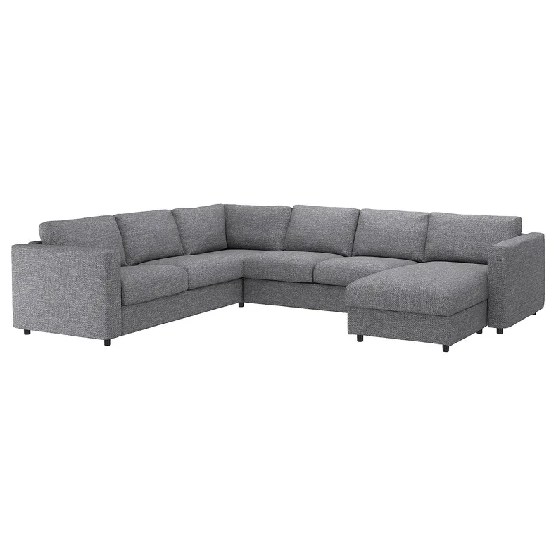 IKEA VIMLE ВИМЛЕ, 5-местный угловой диван, с шезлонгом/Lejde серо-черный 694.344.54 фото №1