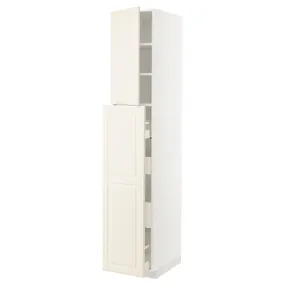 IKEA METOD МЕТОД / MAXIMERA МАКСІМЕРА, висока шафа / висувна сек / 4шх / 1дв / 2пл, білий / БУДБІН кремово-білий, 40x60x220 см 394.617.69 фото