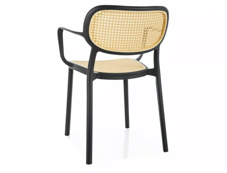 Кухонный стул пластиковый SIGNAL BALI II, эффект ротанга / черный фото №3