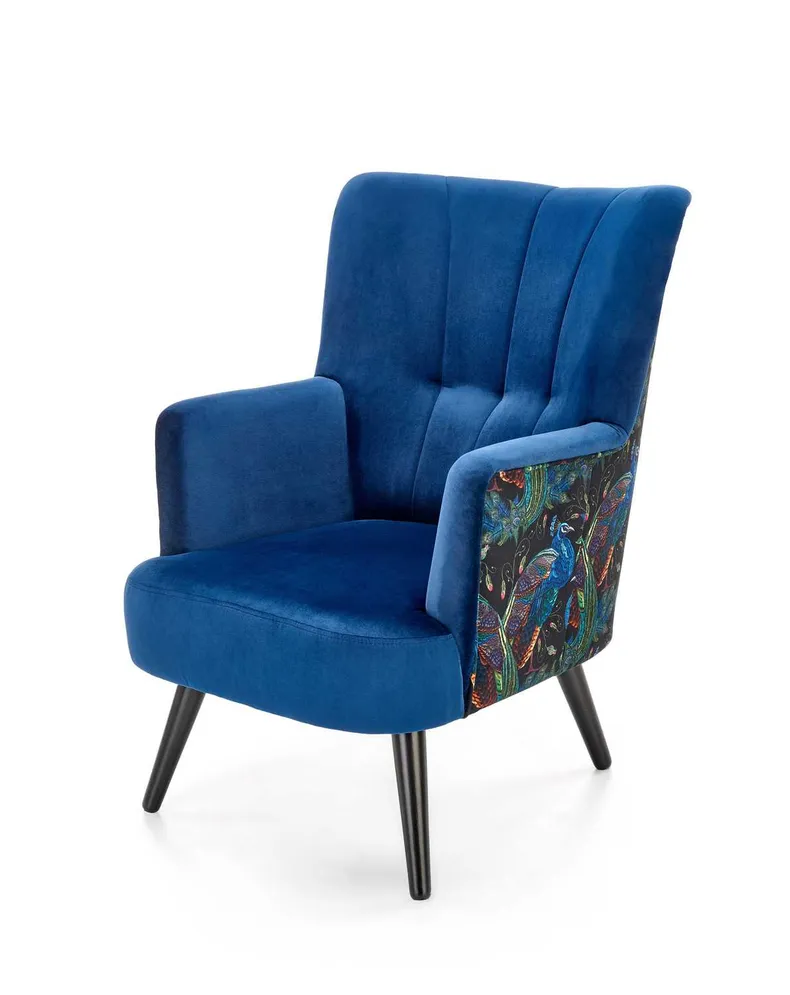Кресло мягкое HALMAR PAGONI темно-синий/черный (ткань Bluvel #86) фото №1
