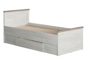 BRW Кровать Luca Juzi 90x200 с ящиком из лиственницы сибиу светлая, лиственница сибиу светлая/дуб сонома темный LOZ/90-MSJ/DSOC фото