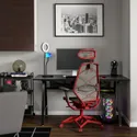 IKEA UTESPELARE УТЕСПЕЛАРЕ / STYRSPEL СТЮРСПЕЛЬ, геймерський стіл та крісло, чорний сірий/червоний 394.910.35 фото thumb №2