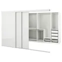 IKEA SKYTTA СКЮТТА / PAX ПАКС, гардеробная с раздвижными дверями, белый Хокксунд / светло-серый глянец, 301x160x205 см 095.230.09 фото thumb №1