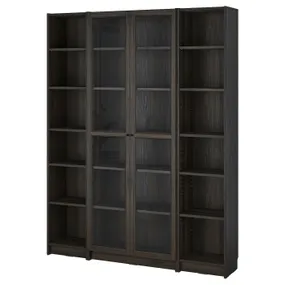 IKEA BILLY БІЛЛІ / OXBERG ОКСБЕРГ, комбінація книжк шаф з склян дверц, темно-коричневий під дуб, 160x202 см 094.835.41 фото
