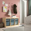 IKEA TROFAST ТРУФАСТ, комбінація для зберіган +контейнери, світла сосна, пофарбована в білий / сіро-блакитний колір, 93x44x52 см 795.332.60 фото thumb №2