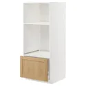 IKEA METOD МЕТОД / MAXIMERA МАКСИМЕРА, высокий шкаф д / духовки / СВЧ с ящиком, белый / дуб форсбака, 60x60x140 см 395.095.30 фото thumb №1