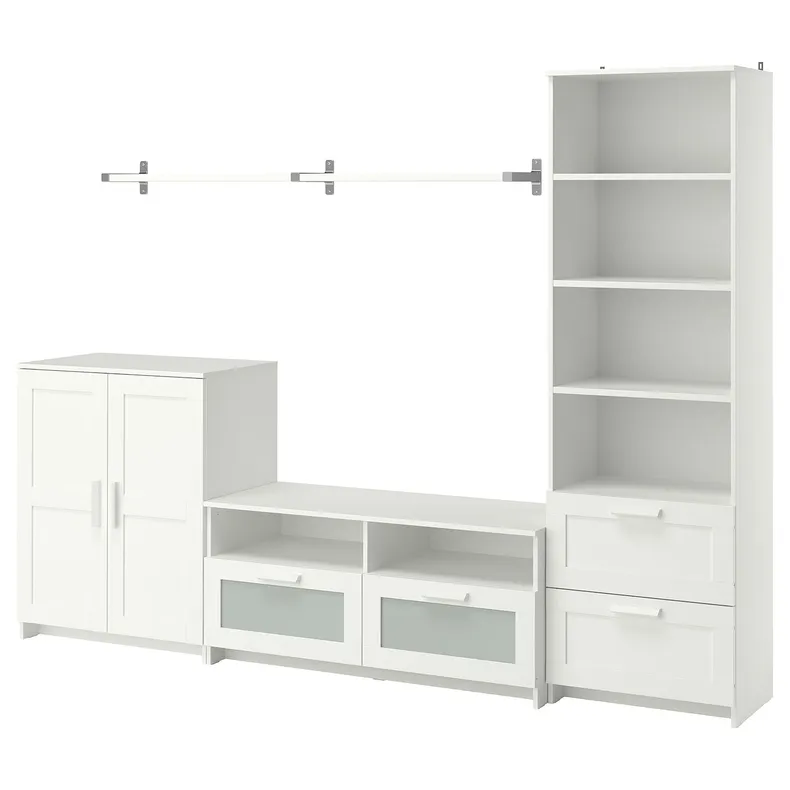IKEA BRIMNES БРИМНЭС / BERGSHULT БЕРГСХУЛЬТ, шкаф для ТВ, комбинация, белый, 258x41x190 см 993.986.71 фото №1