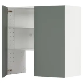 IKEA METOD МЕТОД, настінн шаф д / витяжки з полиц / дверц, білий / БОДАРП сіро-зелений, 80x80 см 695.043.38 фото