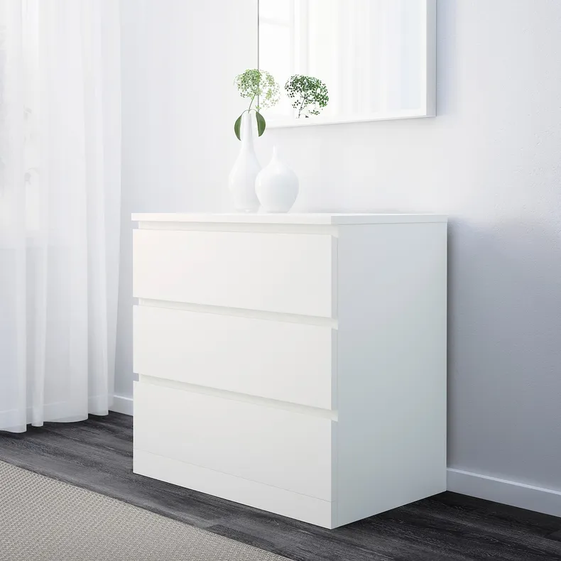 IKEA MALM МАЛЬМ, комплект мебели д / спальни, 3 предм., белый 494.834.12 фото №2