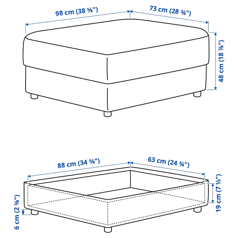 IKEA VIMLE ВИМЛЕ, табурет для ног с ящ д / хрн, Гранн / Бомстад черный 604.653.84 фото №7