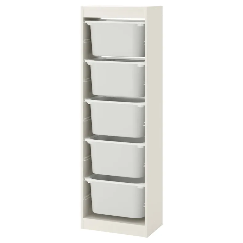 IKEA TROFAST ТРУФАСТ, комбінація для зберіган +контейнери, білий/білий, 46x30x145 см 992.284.76 фото №1