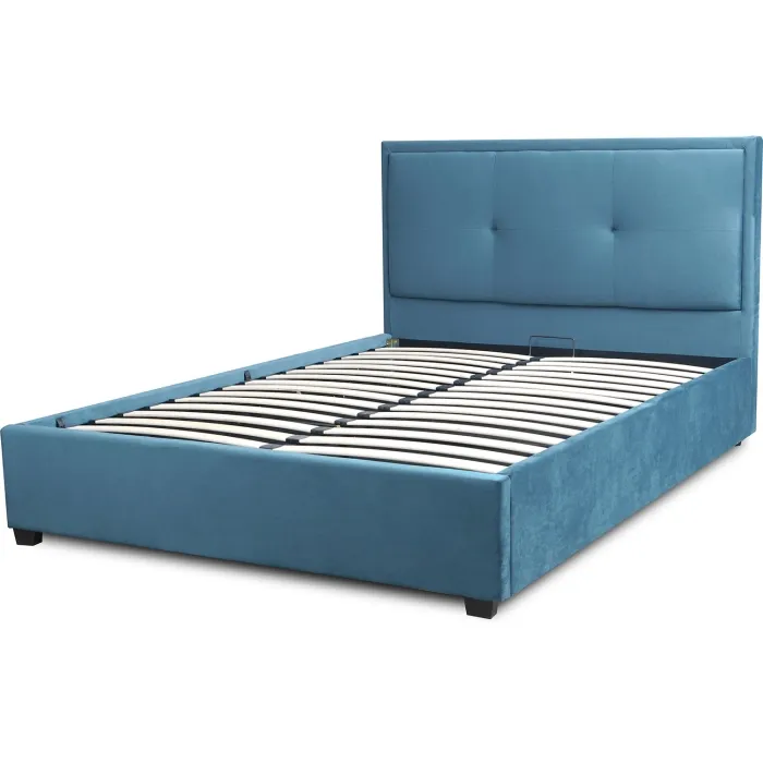 Кровать двуспальная бархатная MEBEL ELITE ANDRE Velvet, 140x200 см, Темно-синий фото №1