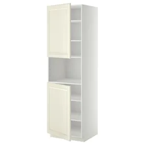 IKEA METOD МЕТОД, вис шафа д / мікрохв печі / 2 двер / пол, білий / БУДБІН кремово-білий, 60x60x200 см 794.545.02 фото