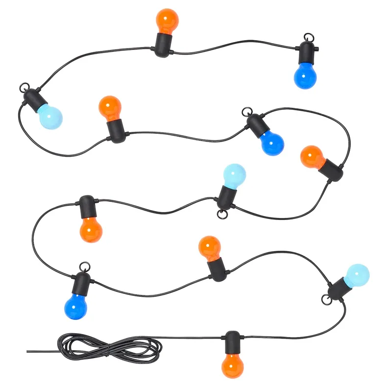 IKEA SOLVINDEN, Світлодіодний ланцюжок на 12 лампочок, зовнішній/багатобарвний 205.931.66 фото №1