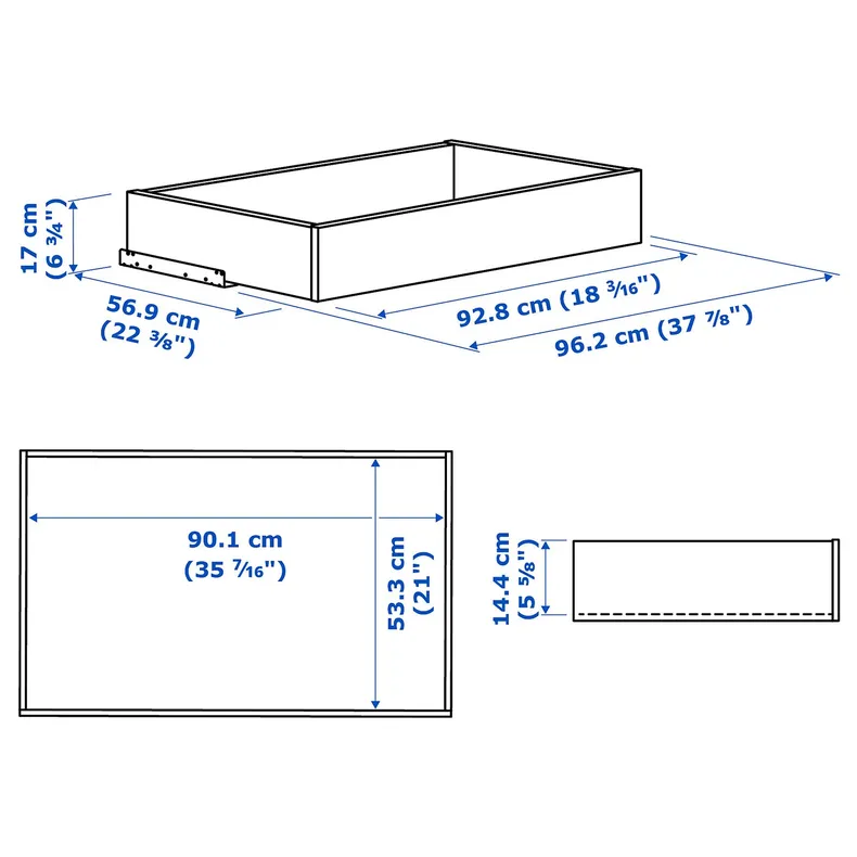 IKEA KOMPLEMENT КОМПЛЕМЕНТ, шухляда, скляна фронтальна панель, темно-сірий, 100x58 см 805.092.02 фото №3