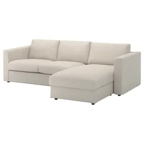 IKEA VIMLE ВІМЛЕ, 3-місний диван, з шезлонгом / Gunnared бежевий 993.991.09 фото