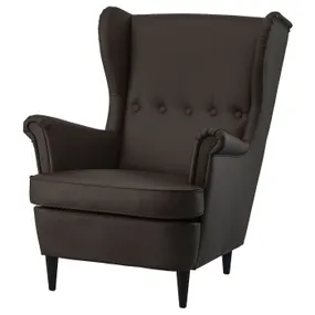 IKEA STRANDMON СТРАНДМОН, кресло с подголовником, Гранн / Бомстад темно-коричневый 004.946.38 фото